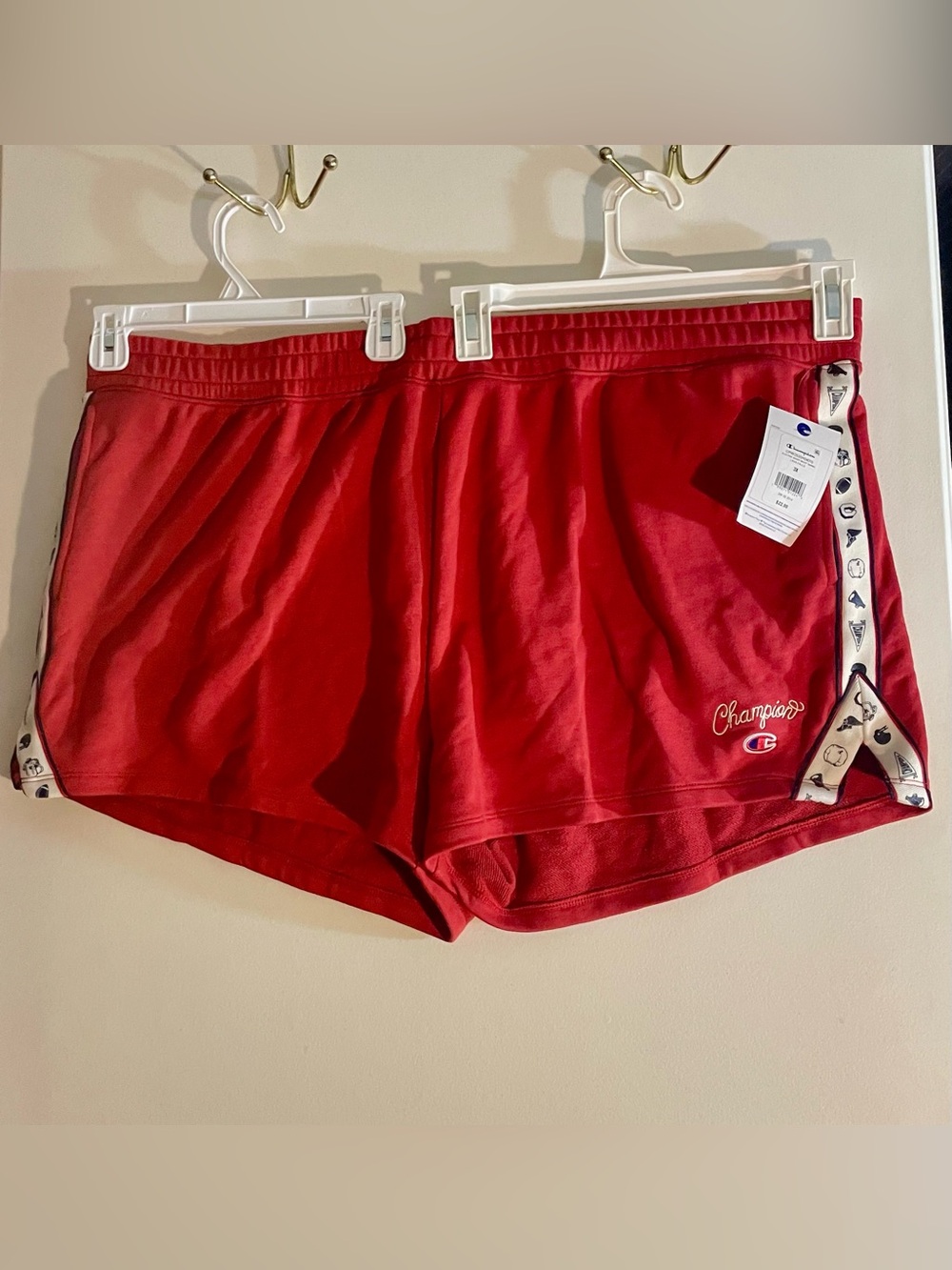NWT Champion Plus Size 3X Red Elective Varsity Taping French Terry Gym Shorts
